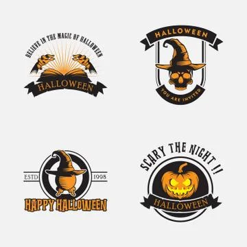Halloween logo design inspiration, vector collection of halloween stickers. 스톡 일러스트