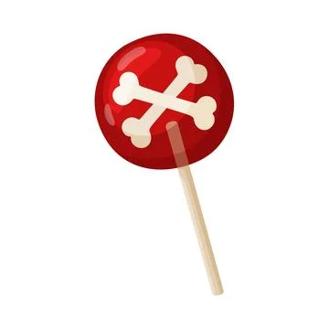 Halloween lollipop with bones, flat vector style. Stock Illustration