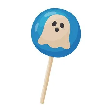 Halloween lollipop with ghost, flat vector style. Stock Illustration