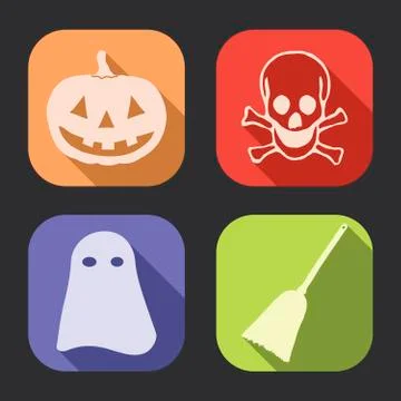 Halloween long shadow icon Stock Illustration
