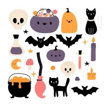 Halloween magic design elements. Hand drawn witchy set. Happy Halloween Stock Illustration