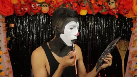 Halloween makeup 002 Stock Footage 242959876