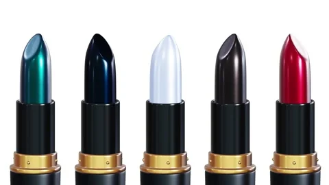 Halloween makeup or Witch makeup lipsticks set 3D animation with alpha Video stock 161786701