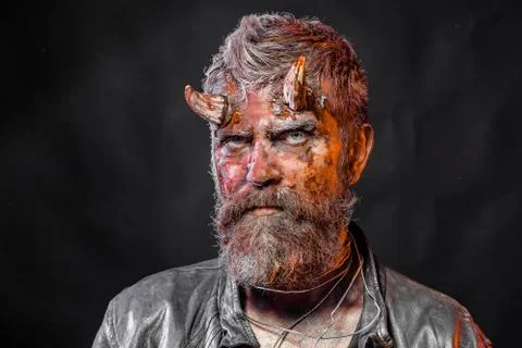 Halloween man devil on black background Foto stock
