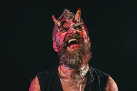 Halloween man devil on black background Foto stock