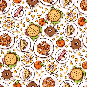 Halloween meal seamless pattern Stock Illustration