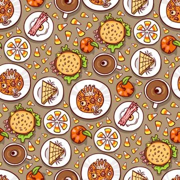Halloween meal seamless pattern Stock Illustration