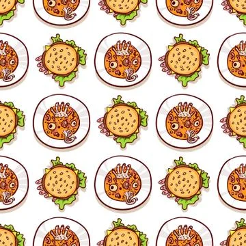 Halloween meal seamless pattern Stock Illustration