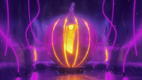 Halloween Metal Pumpkin Lamp with Digit 1 Cut Stock Footage 252636070