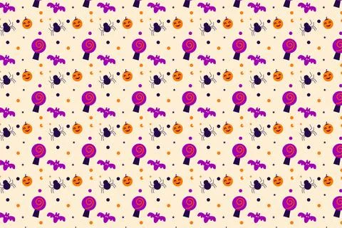 Halloween minimal pattern design with witchcraft and spooky spiders on an off Stock Illustration