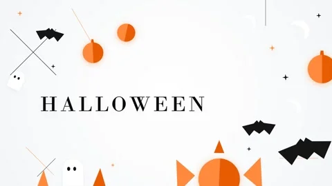 Halloween Minimalist Flat Design Animation with Spooky Elements. Stock Footage 336620110