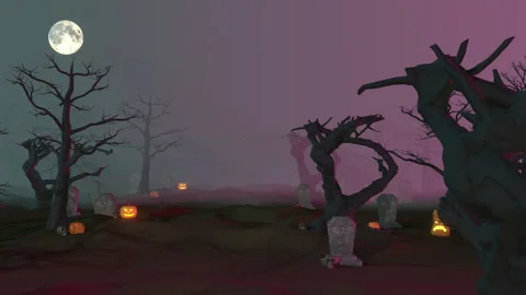 Halloween Mist Tree Background Stock-Footage 287079365