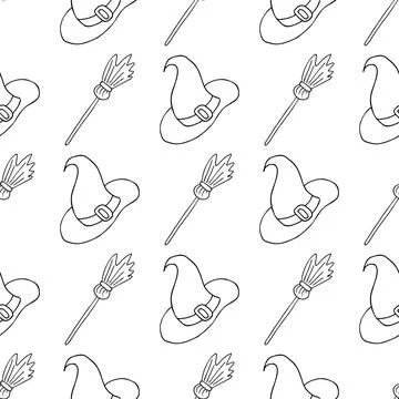 Halloween Monochrome pattern in hand draw style Illustrazione stock