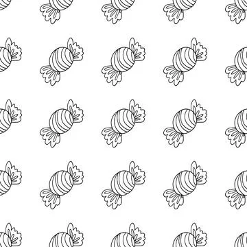 Halloween Monochrome pattern in hand draw style Stock Illustration