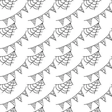 Halloween Monochrome pattern in hand draw style Stock Illustration