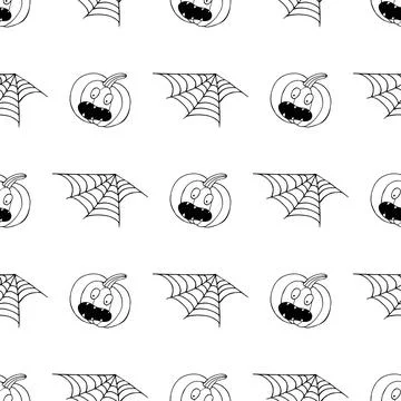 Halloween Monochrome pattern in hand draw style Stock Illustration
