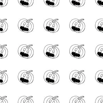 Halloween Monochrome pattern in hand draw style Stock Illustration