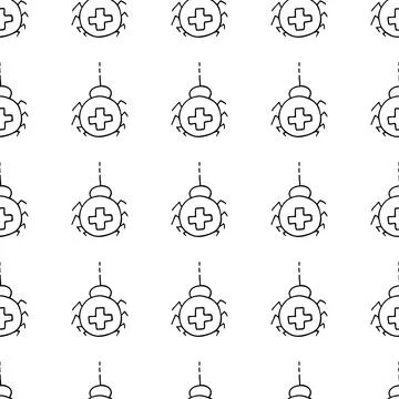 Halloween Monochrome pattern in hand draw style Stock Illustration