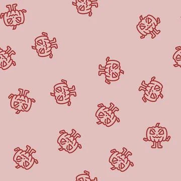 Halloween monster funny line vector seamless pattern Stock Illustration
