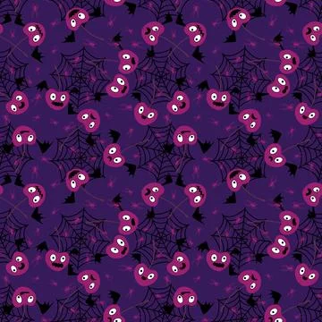Halloween monsters seamless cherry vampire with wings pattern for wrapping .. Stock Illustration