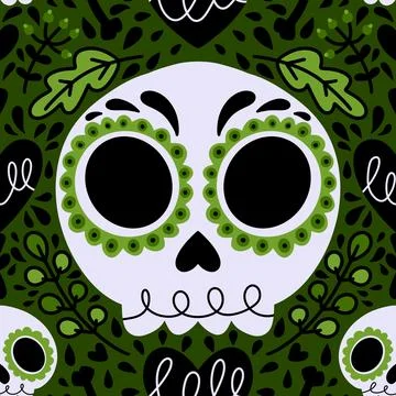 Halloween monsters seamless skulls pattern for wrapping paper and fabrics Stock Illustration