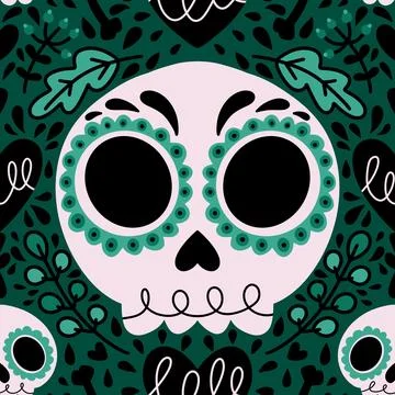Halloween monsters seamless skulls pattern for wrapping paper and fabrics Stock Illustration