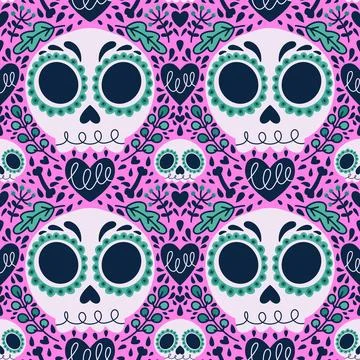 Halloween monsters seamless skulls pattern for wrapping paper and fabrics Stock Illustration