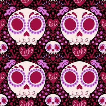 Halloween monsters seamless skulls pattern for wrapping paper and fabrics Stock Illustration