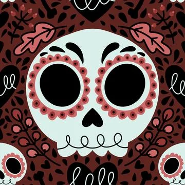 Halloween monsters seamless skulls pattern for wrapping paper and fabrics Stock Illustration