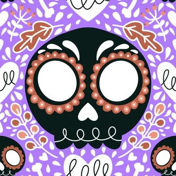 Halloween monsters seamless skulls pattern for wrapping paper and fabrics Stock Illustration