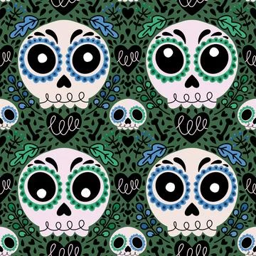 Halloween monsters seamless skulls pattern for wrapping paper and fabrics Stock Illustration