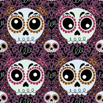 Halloween monsters seamless skulls pattern for wrapping paper and fabrics Illustrazione stock