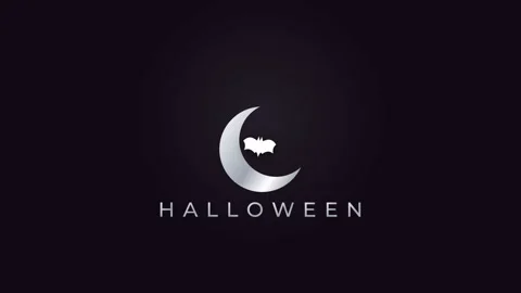 Halloween Moon Bat Logo Animation. Stock Footage 336620113