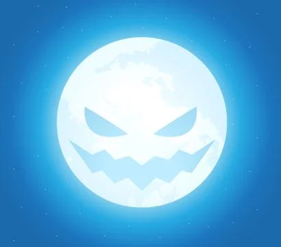 The Halloween Moon with evil face Stock Illustration
