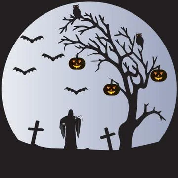 Halloween moon イラスト素材