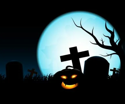 Halloween moon night vector design. Stock Illustration