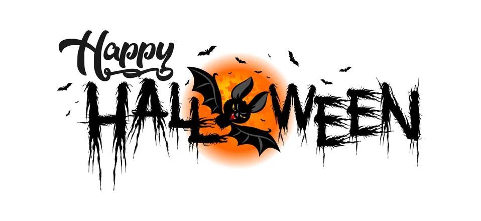 Halloween moon party logo Illustrazione stock