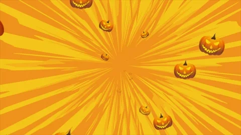 Halloween motion background with jack o lantern pumpkins and grunge rays Stock Footage 318125812
