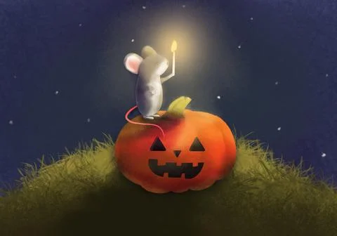 Halloween Mouse Celebration Stock Illustration