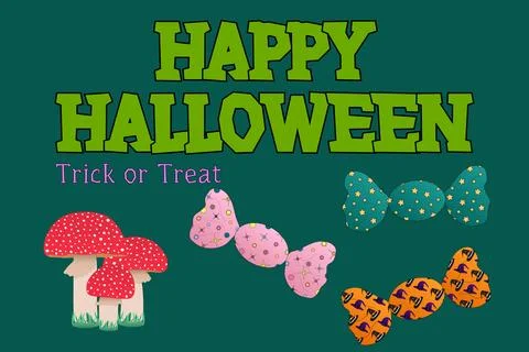 Halloween Mushrooms and Candy Vector Illustration Illustrazione stock