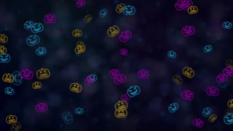 Halloween Neon Pumpkins Stock Footage 162586970