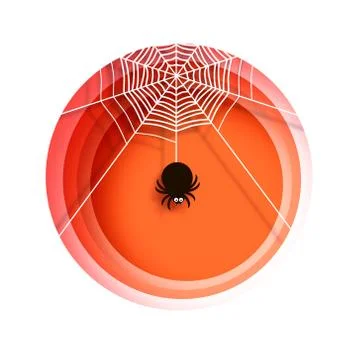 Halloween night background with full pumpkins and spiders. Stock Illustration