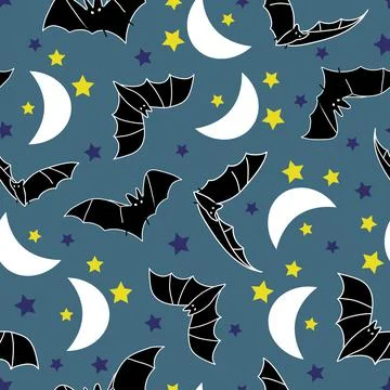 Halloween night bats seamless pattern vector design Stock Illustration