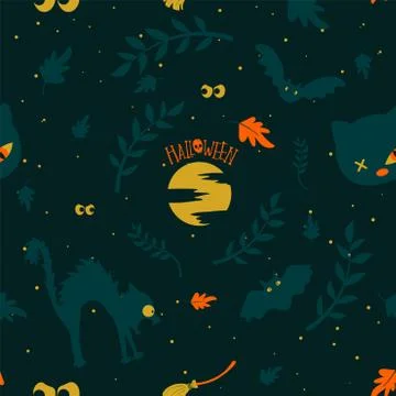 Halloween night concept with vector illustration pattern Stock Illustration