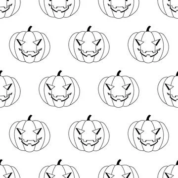 Halloween night lantern seamless pattern line. Stock Illustration