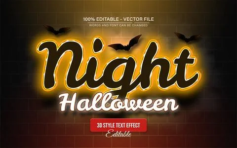 Halloween night light text effect editable Stock Illustration