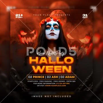 Halloween Night Music Party Social Media Instagram Template PSD Template