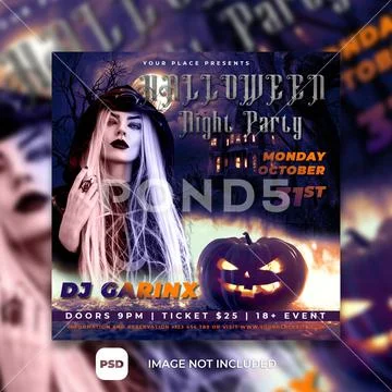 Halloween Night Party Poster PSD Template