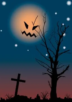 Halloween night scene. Stock Illustration