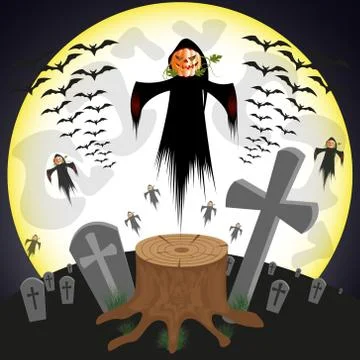 Halloween night witch. Stock Illustration